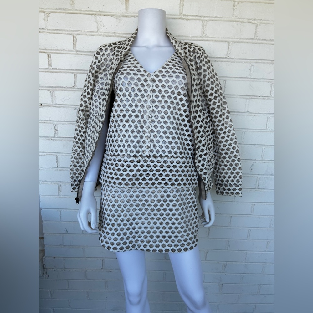 KOCH Skirt Top Jacket Laser Cut Ivory 3 Piece Set Size Small